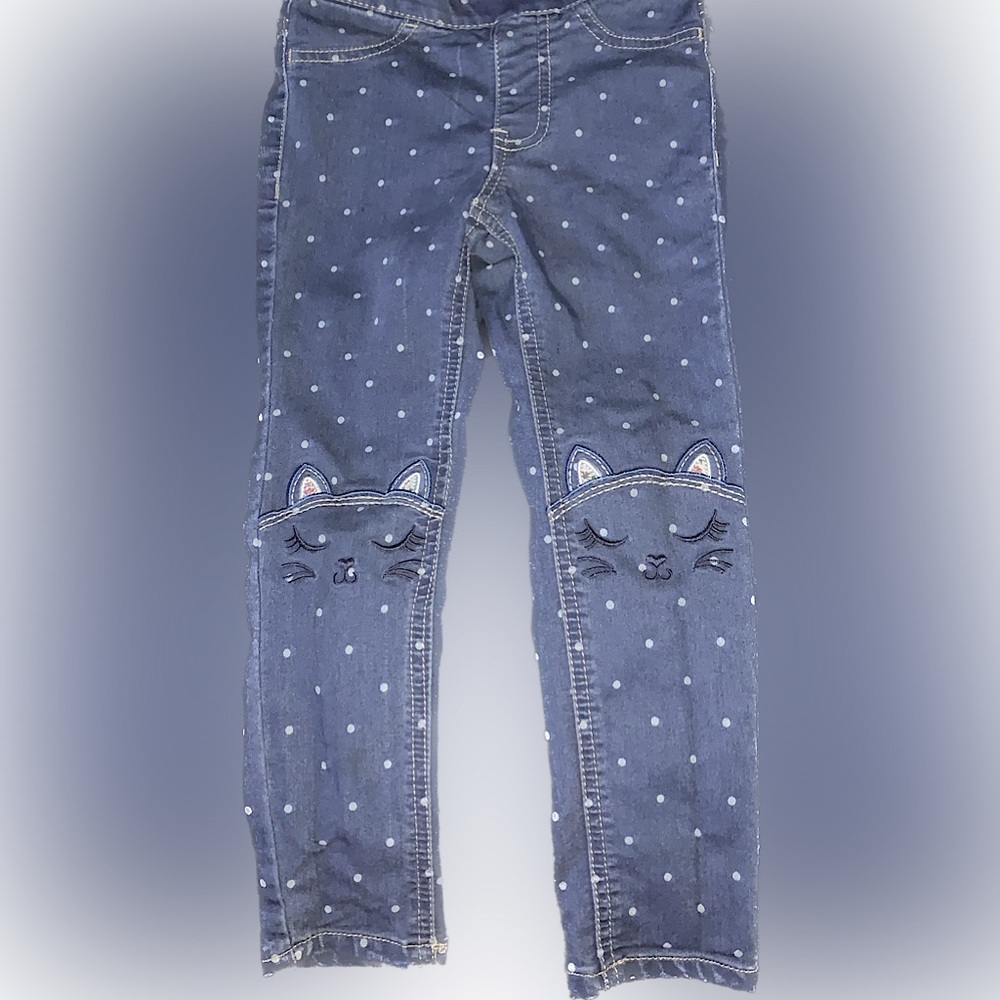 Girls polkadot, kitty cat Jeans | 4T
